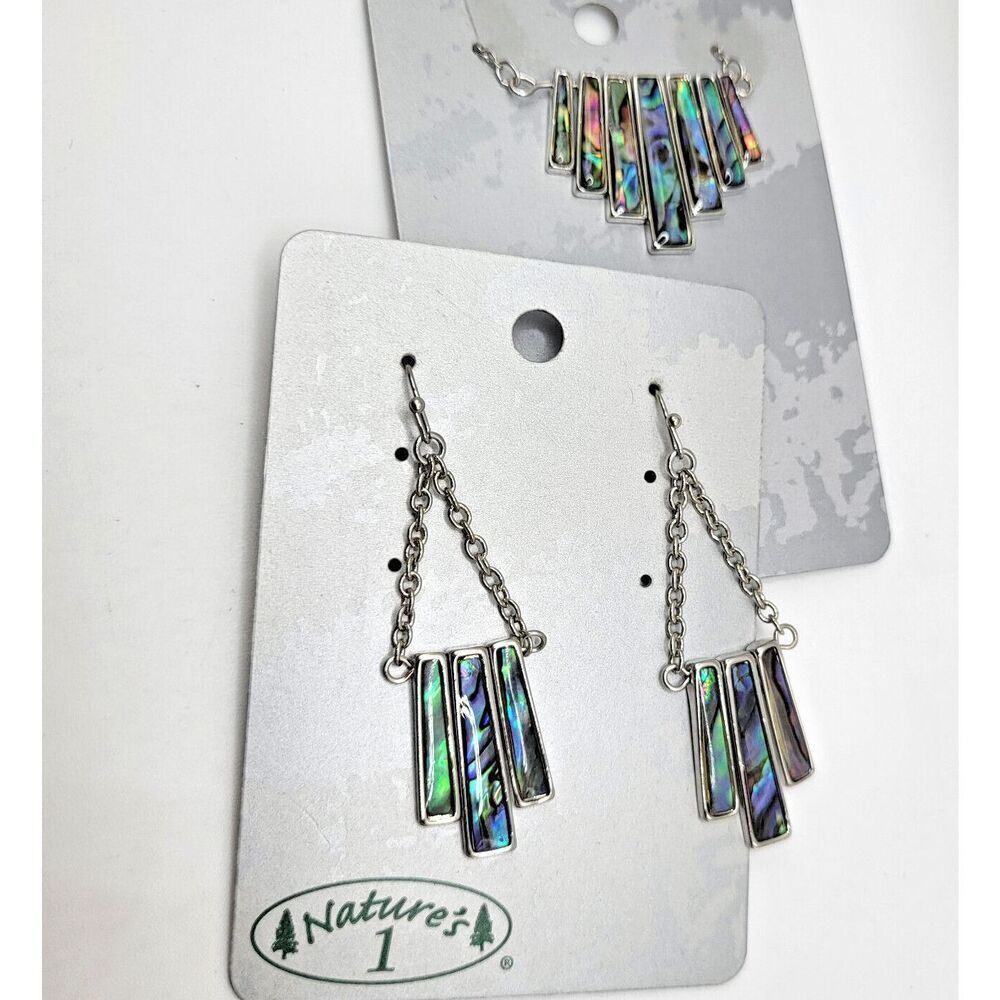 New with Tags Nature's 1 2007 Abalone Earring and Necklace Set - Picture 4 of 5